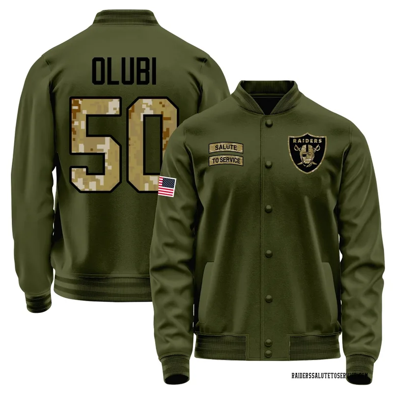 Youth Segun Olubi Las Vegas Raiders Olive Salute to Service Sideline Performance Jacket