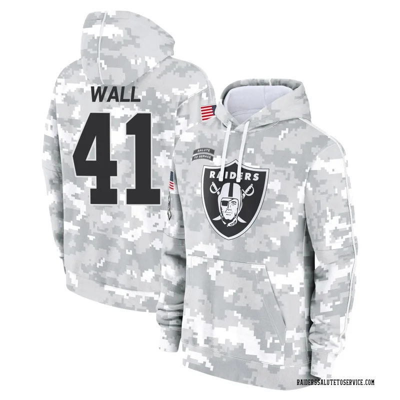 Youth Tanner Wall Las Vegas Raiders Camo Arctic 2024 Salute to Service Club Fleece Pullover Hoodie