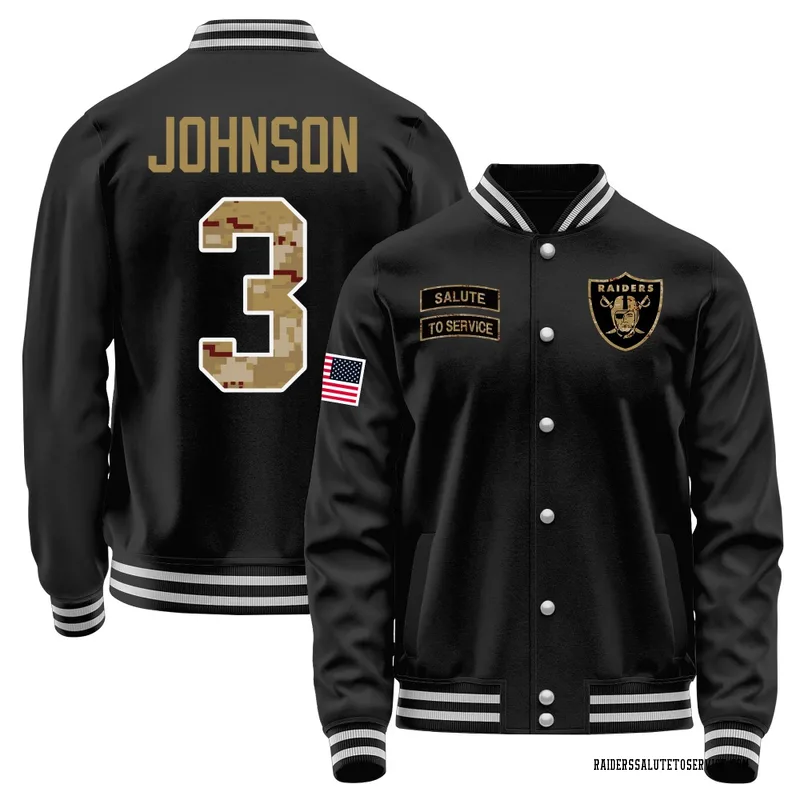 Youth Taron Johnson Las Vegas Raiders Black Salute to Service Sideline Performance Jacket
