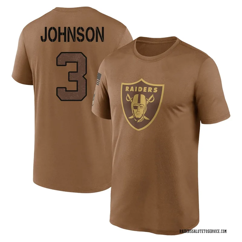 Youth Taron Johnson Las Vegas Raiders Legend Brown 2023 Salute To Service Performance T-Shirt