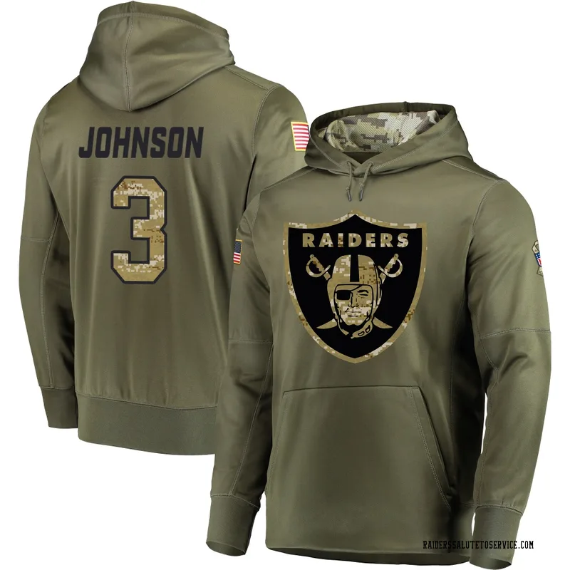 Youth Taron Johnson Las Vegas Raiders Olive Salute to Service Pullover Hoodie
