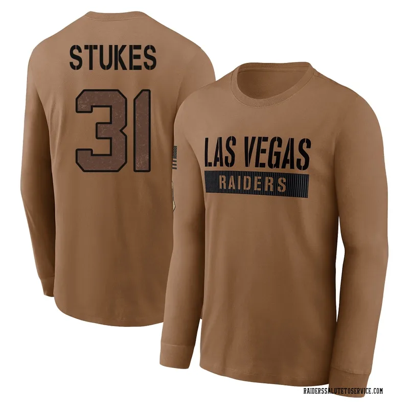Youth Treydan Stukes Las Vegas Raiders Brown 2023 Salute To Service Long Sleeve T-Shirt
