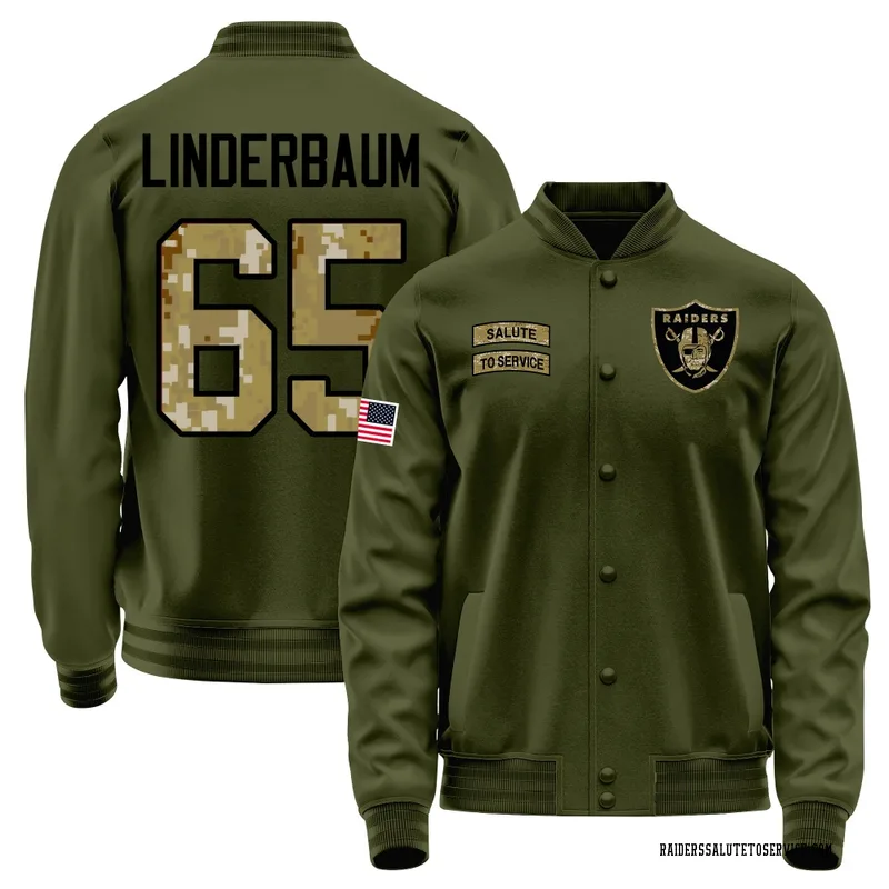 Youth Tyler Linderbaum Las Vegas Raiders Olive Salute to Service Sideline Performance Jacket