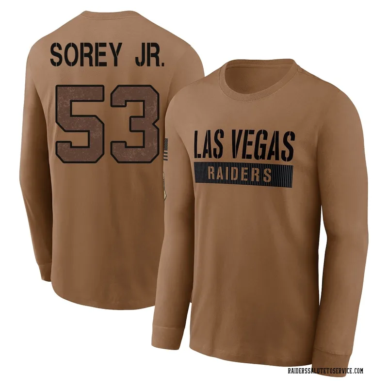 Youth Xavian Sorey Jr. Las Vegas Raiders Brown 2023 Salute To Service Long Sleeve T-Shirt